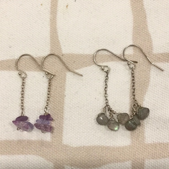 Sterling Silver Earrings, 2 Sets - Picture 1 of 5